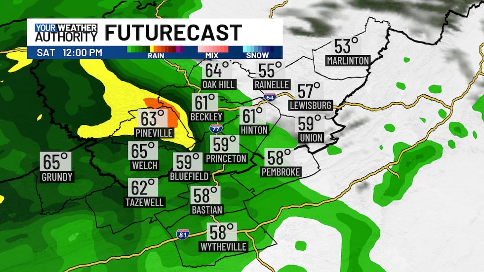 Showers and storms possible mid to late morning Saturday