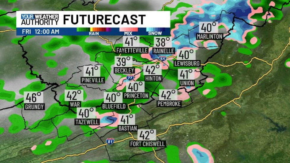 Rain and snow will mix later tonight as some colder air settles in.
