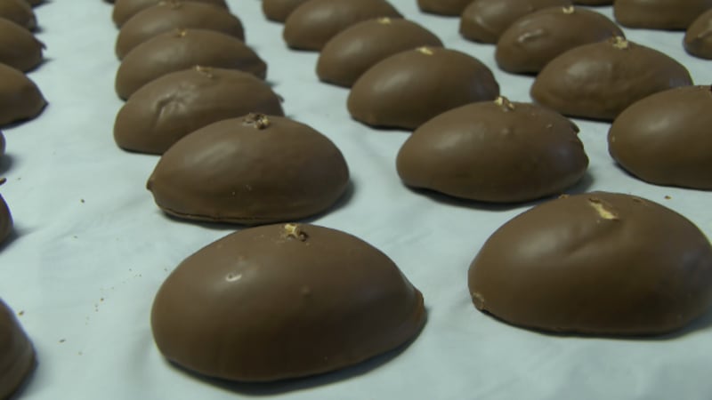 Peanut butter chocolate eggs at the prepared at the church