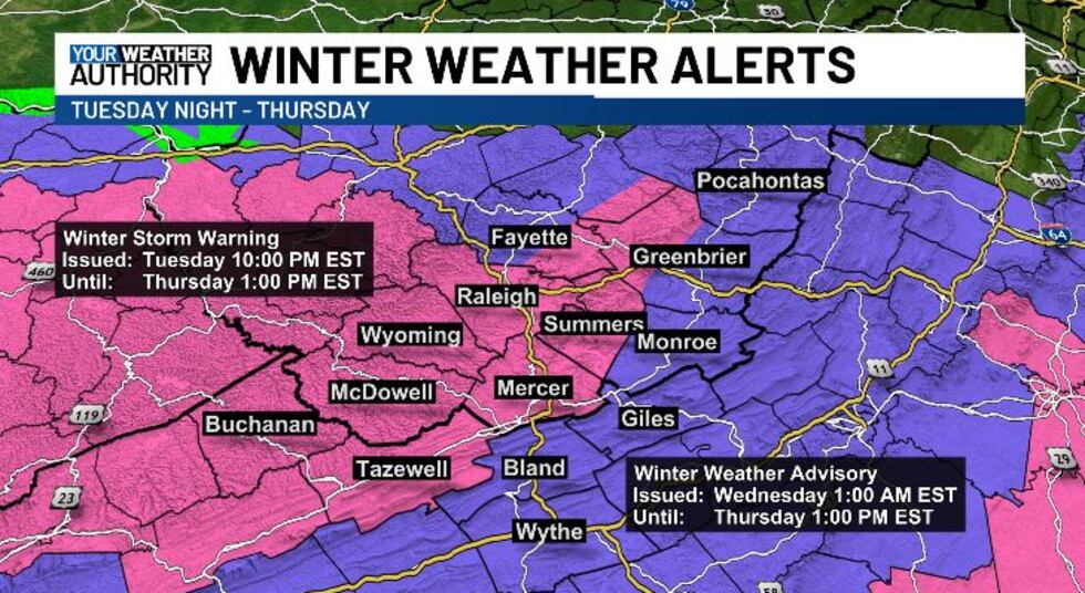 WINTER STORM WARNINGS AND ADVISORIES