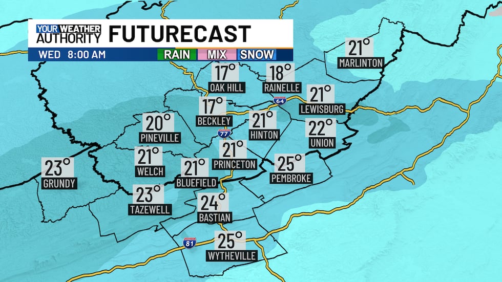 Moderate (possibly heavy) snow Wednesday morning