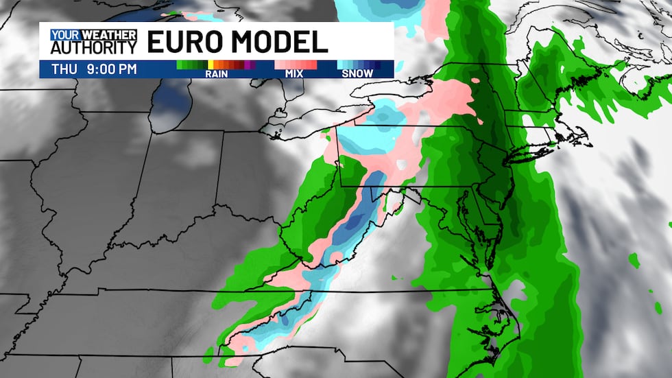 Some snow showers possible Thursday evening as another shot of cold air moves in