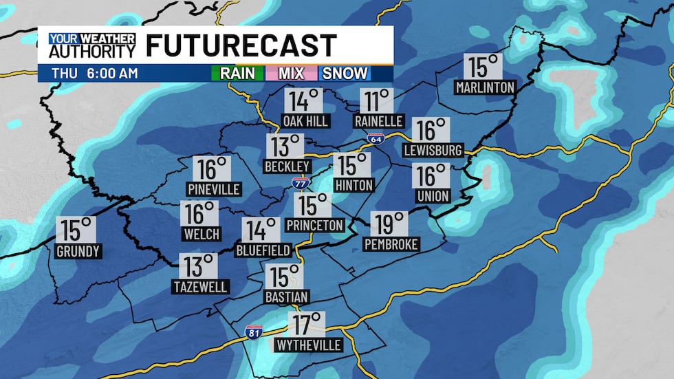 Another band of snow with an upper-level trough Thursday morning