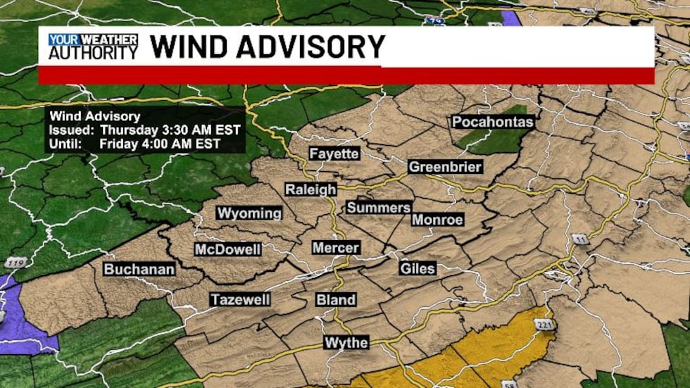 The Wind Advisory has been extended into tomorrow morning.