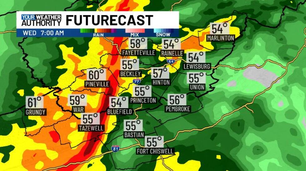 A line of thunderstorms will roll through this morning.