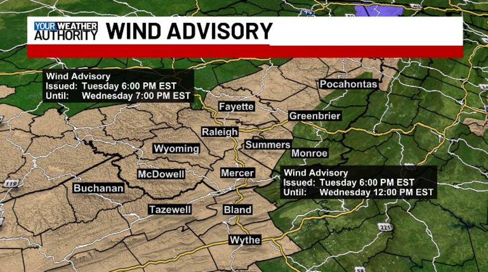 A Wind Advisory is in effect until later today.