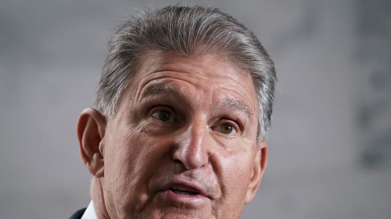 Sen. Joe Manchin, D-W.Va., one of the Democrats' most conservative members, speaks to...