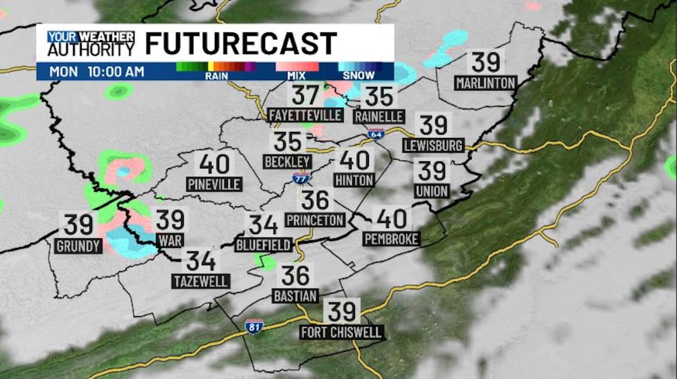 Timing for the snow / rain runs highest around 10 AM.