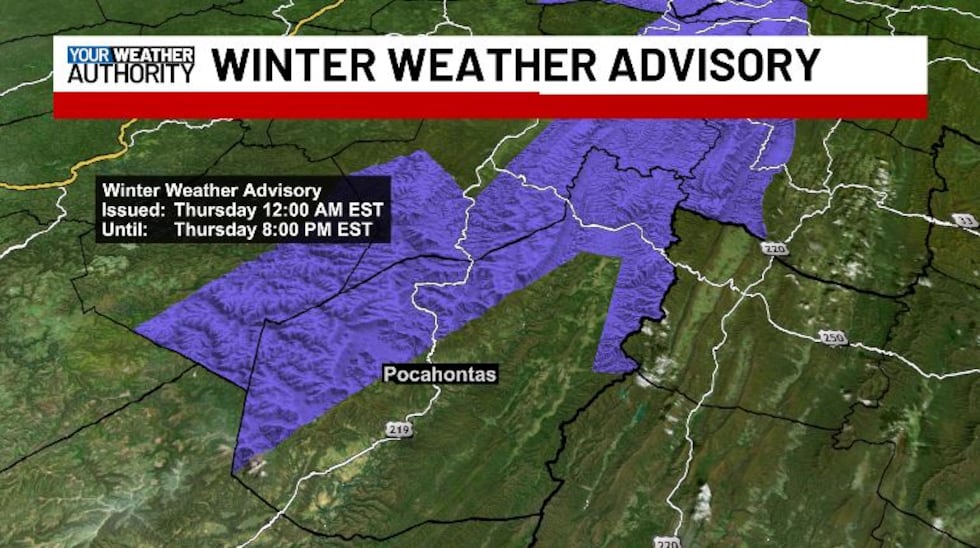 Northwestern Pocahontas County could see up to 5 inches of snow.